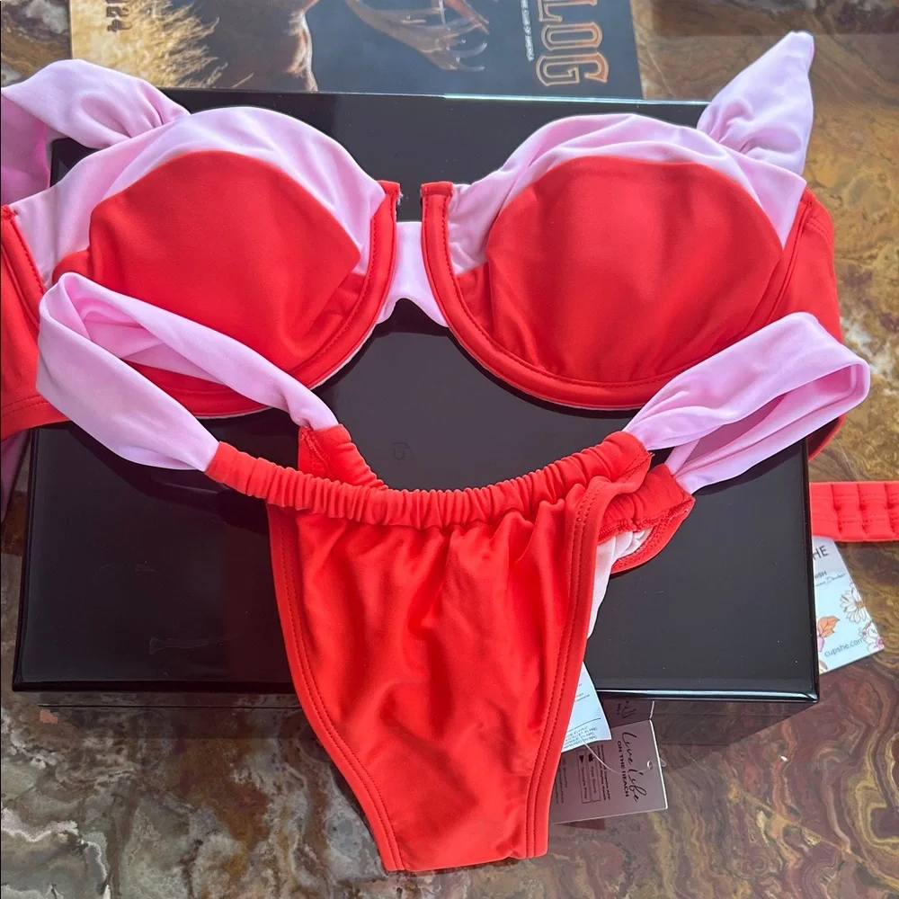 Cupshe Bold Red and Pink Bikini - Picture 2 of 7